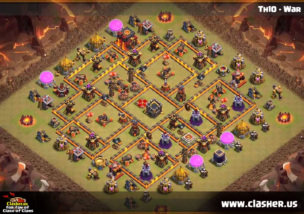 Town Hall 10 - WAR Base Map #12. 