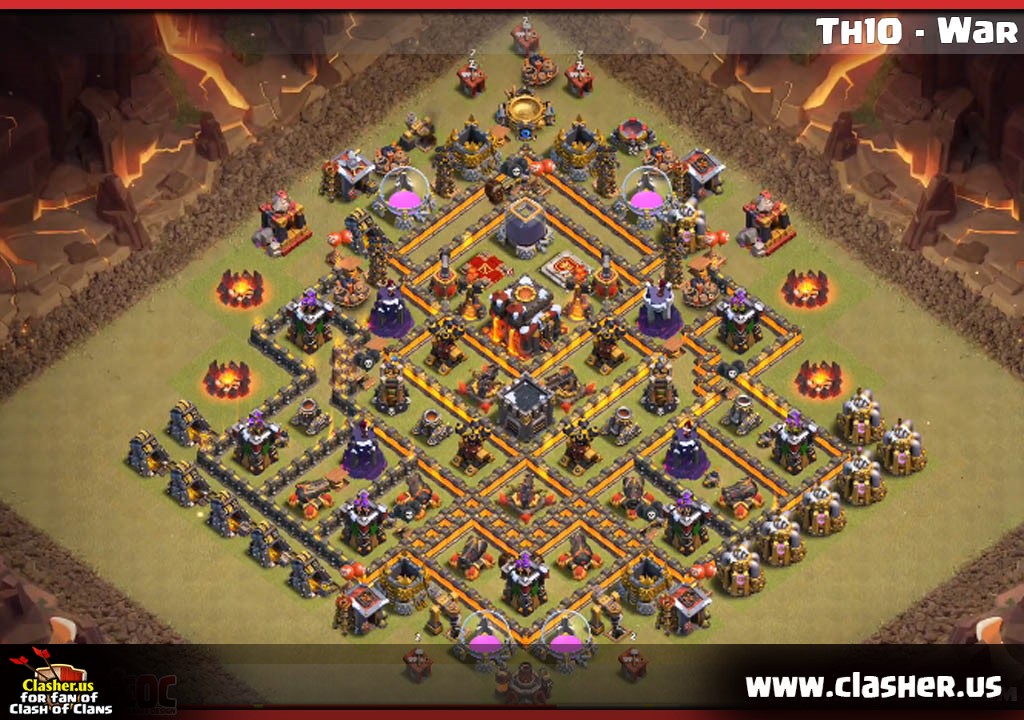 Town Hall 10 - WAR Base Map #36 - Clash of Clans Clasher.us.