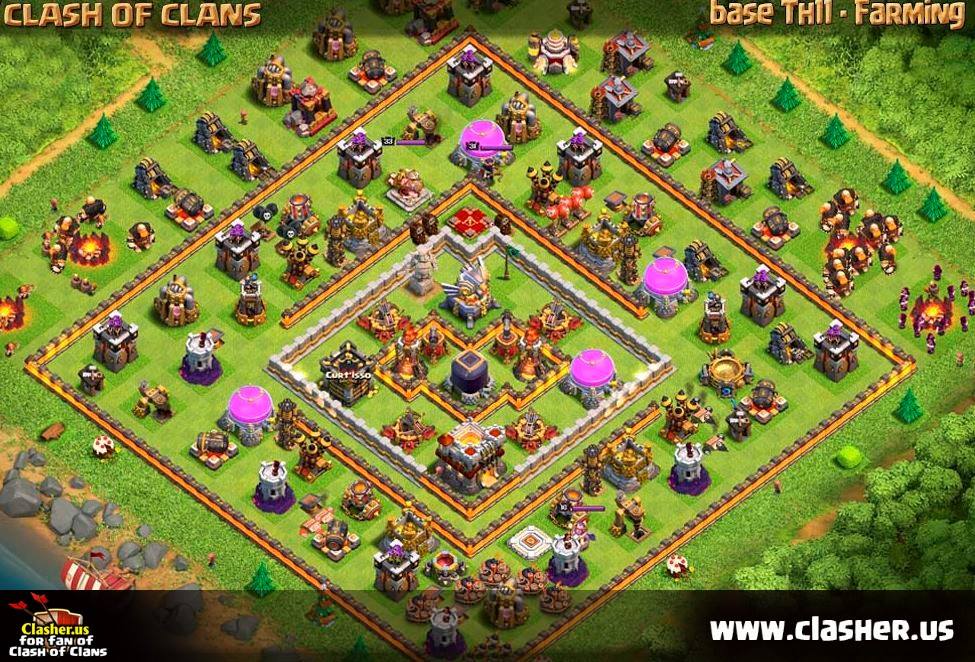 Town Hall 11 FARMING Base Map 15 Clash of Clans Clasher.us