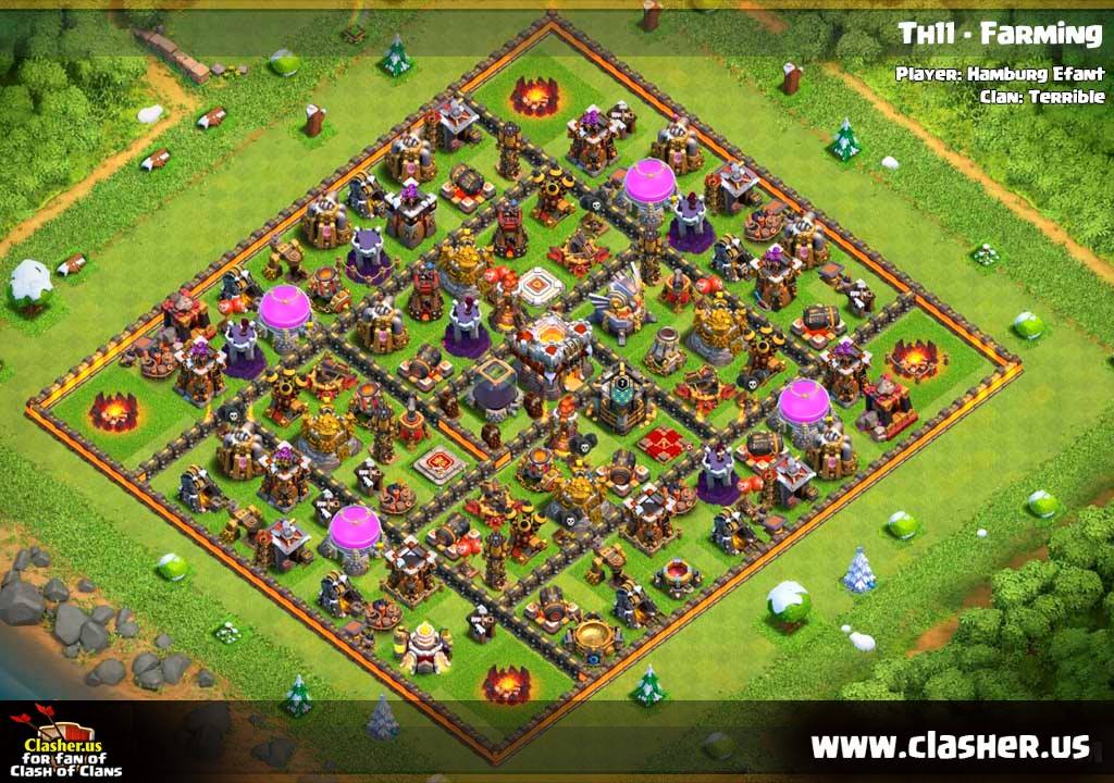 Town Hall 11 - FARMING Base Map #22 - Clash of Clans Clasher.us.