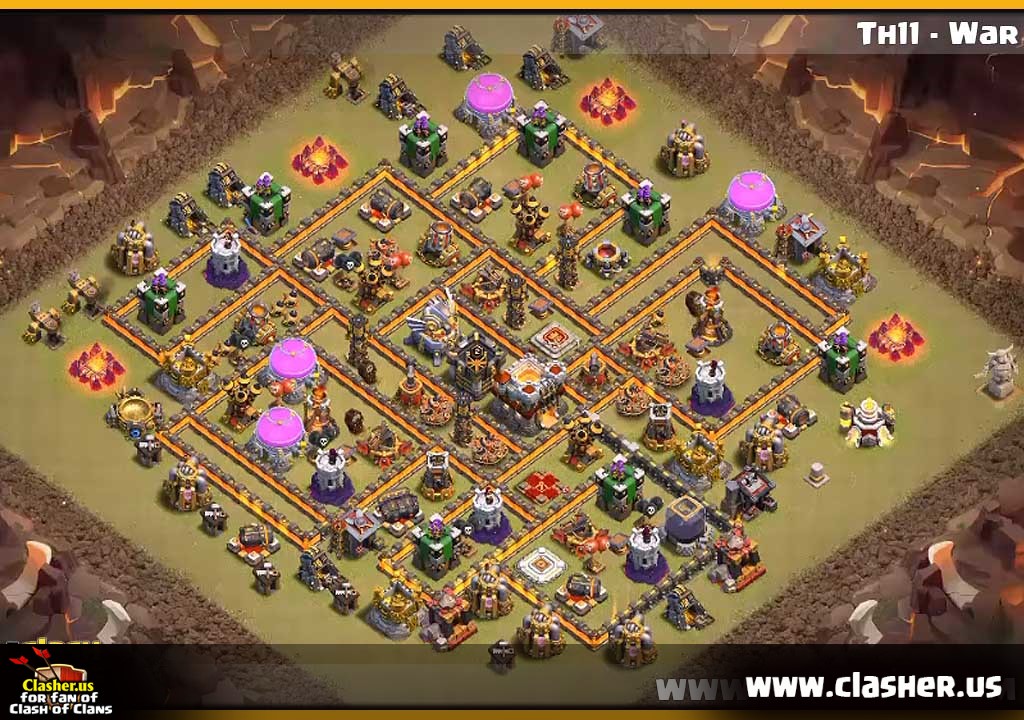 Town Hall 11 - WAR Base Map #12 - Clash of Clans | Clasher.us - Download To...