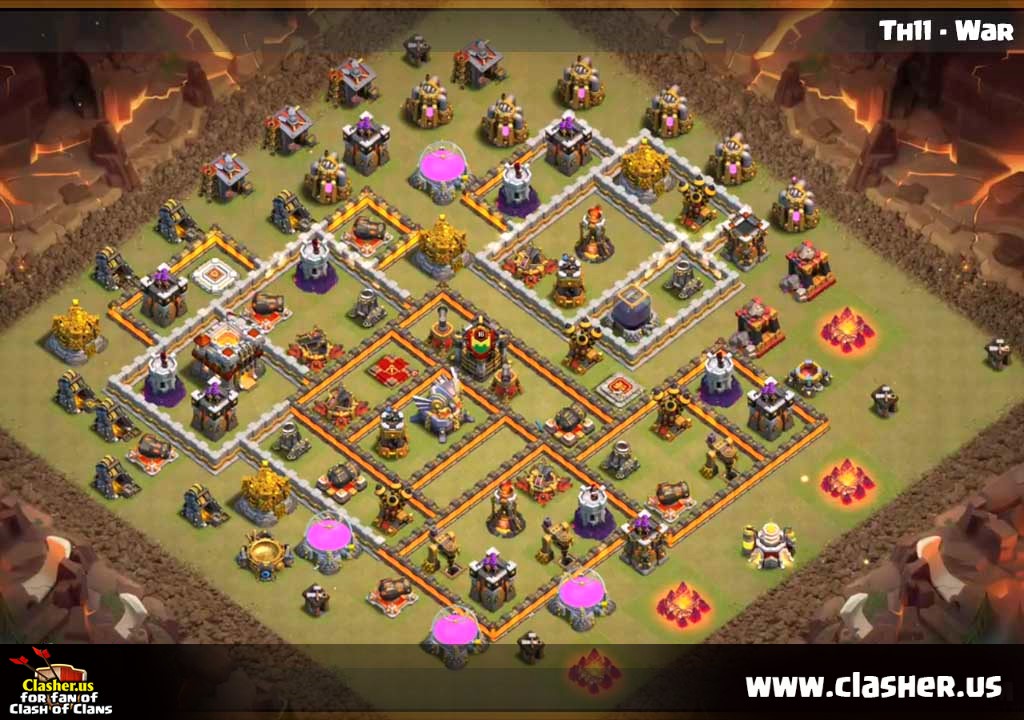Town Hall 11 - WAR Base Map #22 - Clash of Clans | Clasher.us.