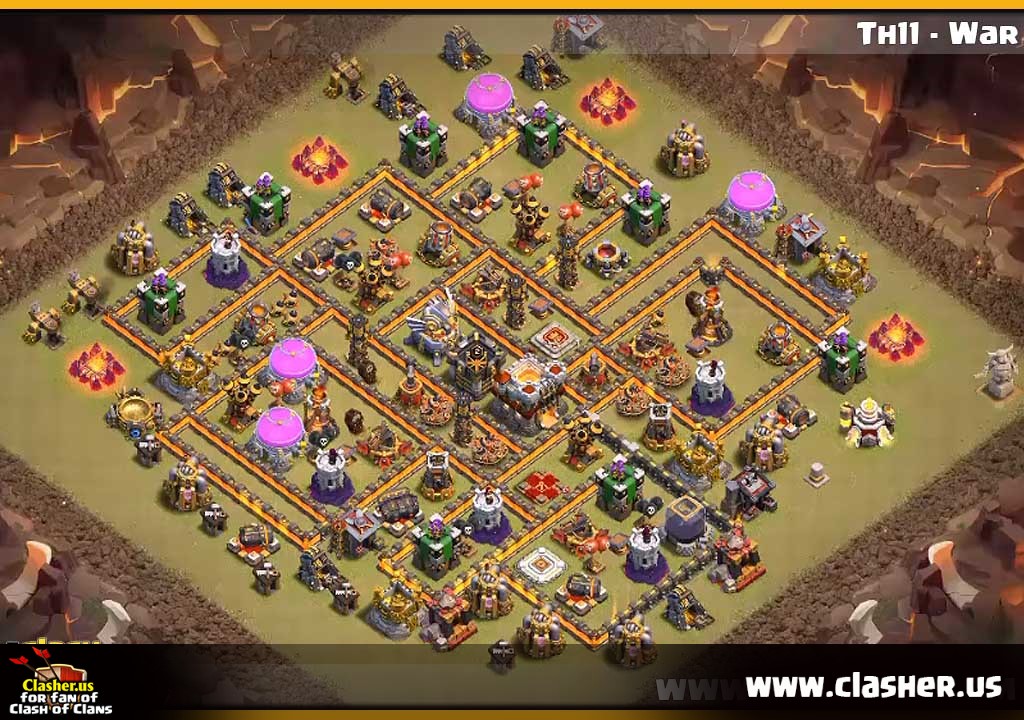 Town Hall 11 - WAR Base Map #29. 