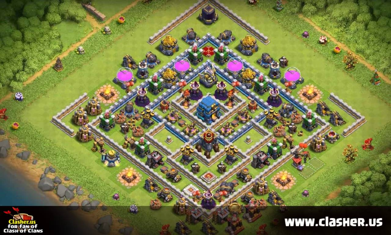 Town Hall 18   HYBRID Base Map 18   Clash of Clans   Clasher.us