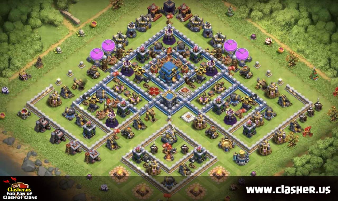 Town Hall 18   HYBRID Base Map 18   Clash of Clans   Clasher.us