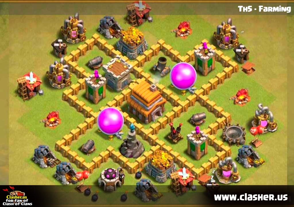 Town Hall 5 Farming Base Map 2 Clash Of Clans Clasher Us.