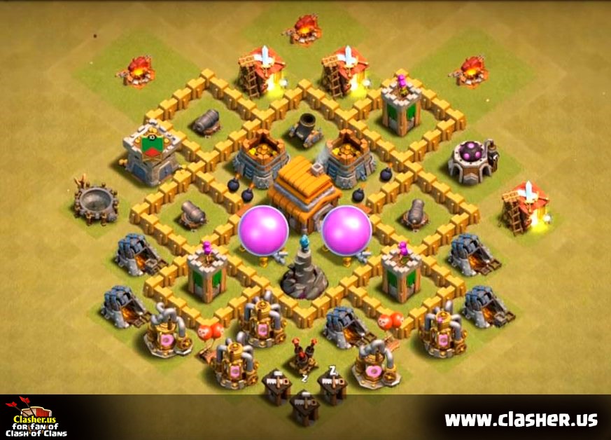 Town Hall 5 - WAR Base Map #11 - Clash of Clans | Clasher.us Clash Of Clans Town Hall 5 War Base