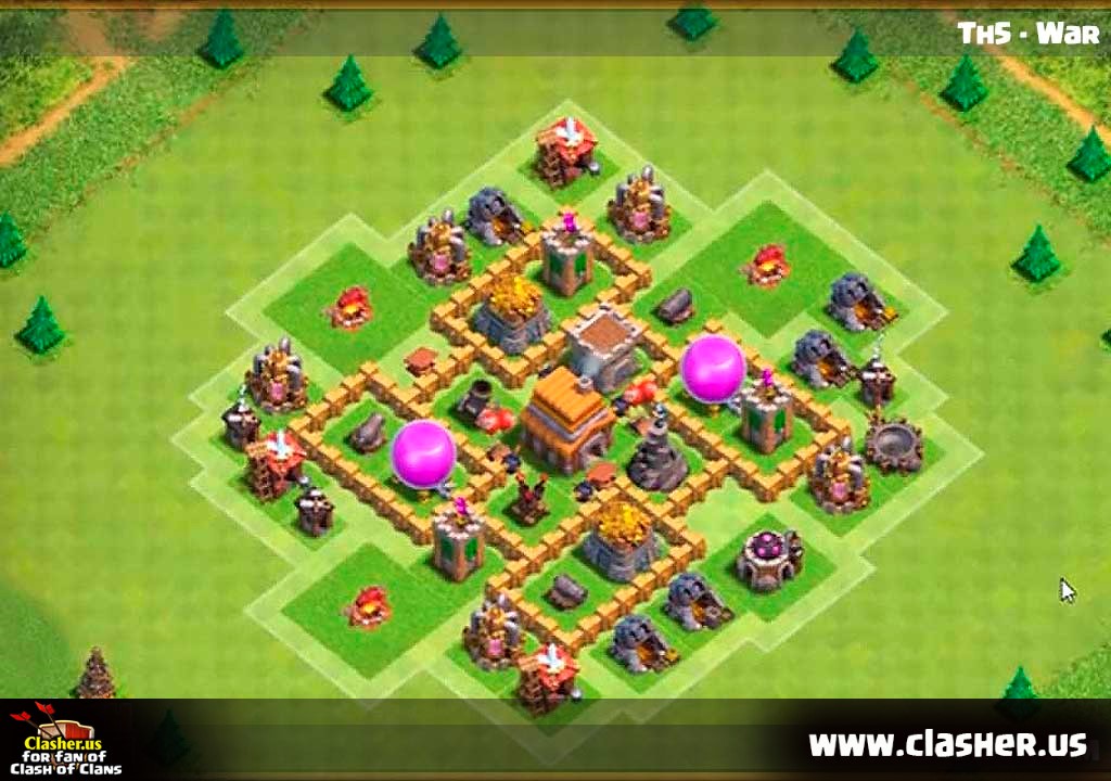 Town Hall 5 - WAR Base Map #9 - Clash of Clans | Clasher.us Clash Of Clans Town Hall 5 War Base