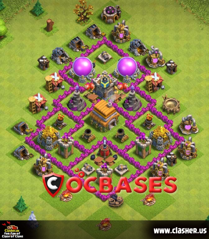 Town Hall 6 TROPHY Base Map 7 Clash of Clans Clasher.us