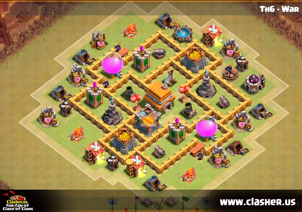 Town Hall 6 - WAR Base Map #9.