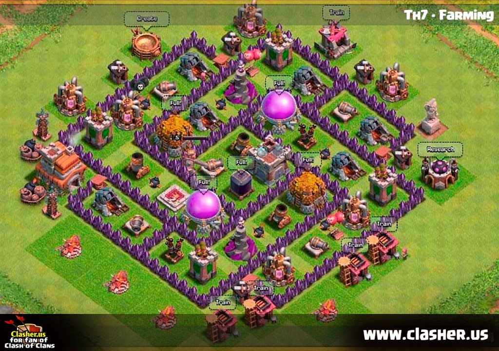 clash of clans town hall 7 base farming