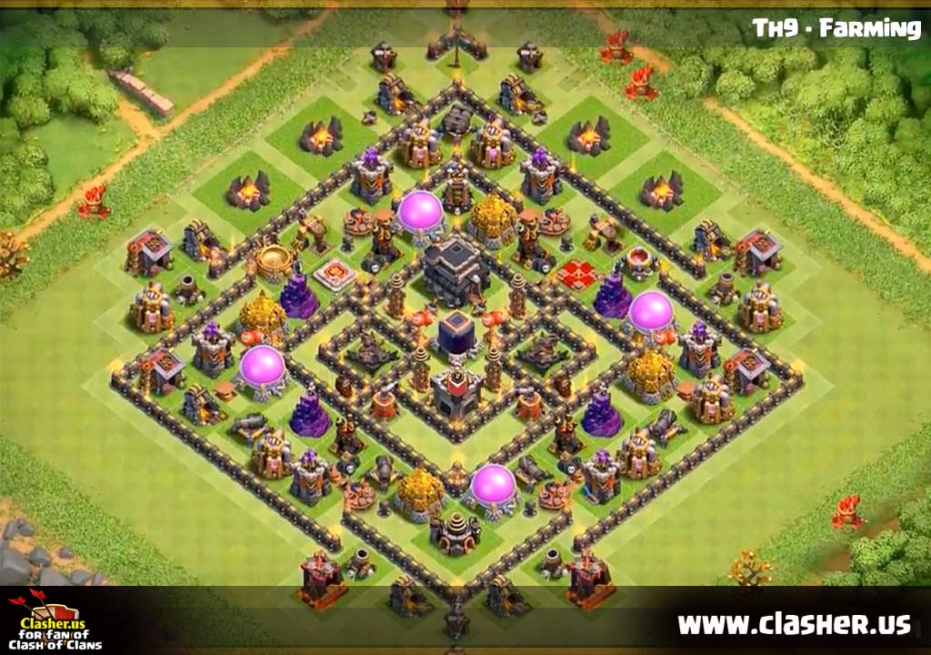 Town Hall 9 - FARMING Base Map #10 - Clash of Clans Clasher.