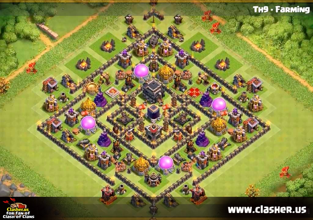 Town Hall 9 - FARMING Base Map #10 - Clash of Clans Clasher.us.