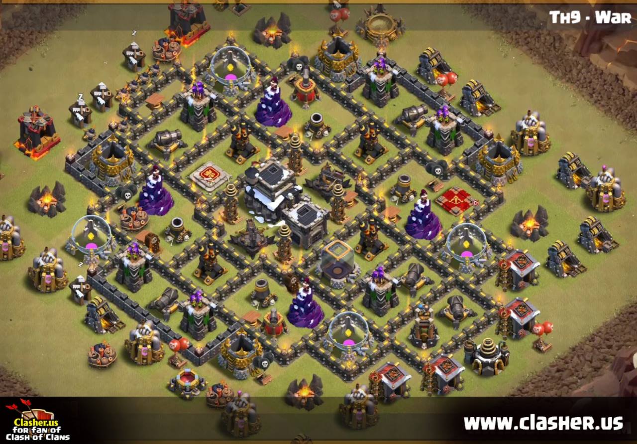 Town Hall 9 War Base Map 10 Clash Of Clans Clasher Us.